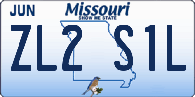 MO license plate ZL2S1L