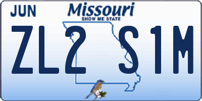 MO license plate ZL2S1M