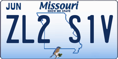 MO license plate ZL2S1V