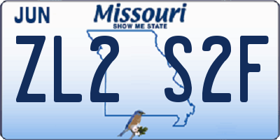 MO license plate ZL2S2F