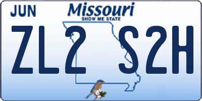 MO license plate ZL2S2H
