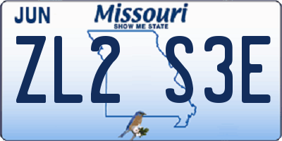 MO license plate ZL2S3E