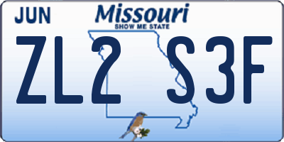 MO license plate ZL2S3F