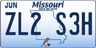 MO license plate ZL2S3H