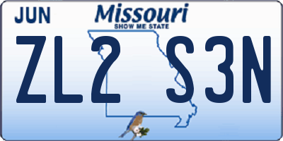 MO license plate ZL2S3N