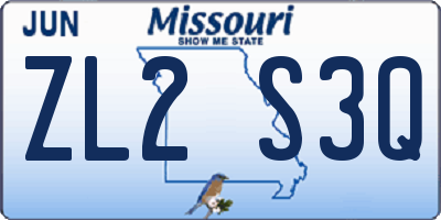 MO license plate ZL2S3Q