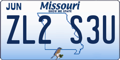 MO license plate ZL2S3U
