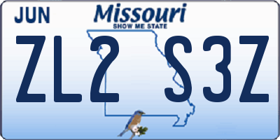 MO license plate ZL2S3Z