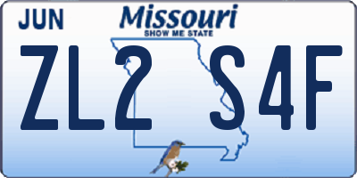 MO license plate ZL2S4F