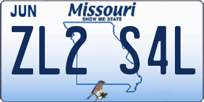 MO license plate ZL2S4L