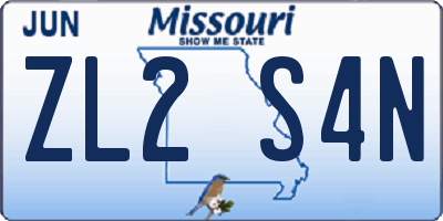 MO license plate ZL2S4N