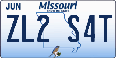 MO license plate ZL2S4T