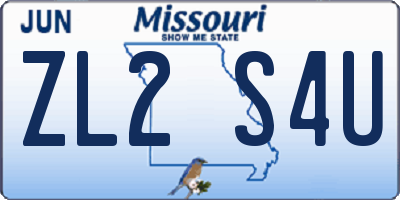 MO license plate ZL2S4U