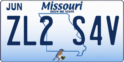 MO license plate ZL2S4V