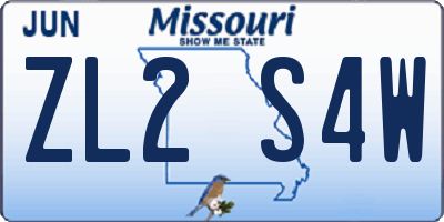 MO license plate ZL2S4W