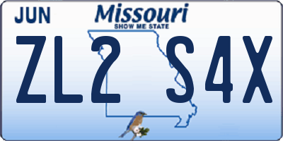 MO license plate ZL2S4X