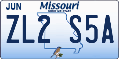 MO license plate ZL2S5A