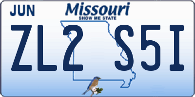 MO license plate ZL2S5I