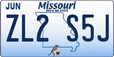 MO license plate ZL2S5J