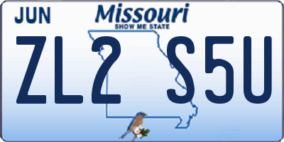 MO license plate ZL2S5U