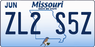 MO license plate ZL2S5Z