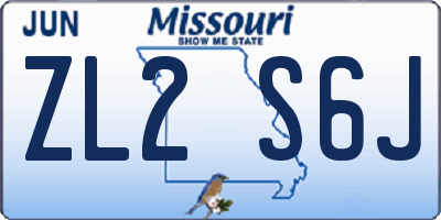 MO license plate ZL2S6J