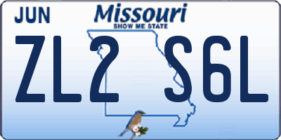MO license plate ZL2S6L