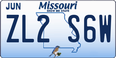 MO license plate ZL2S6W