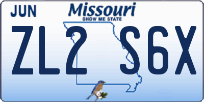 MO license plate ZL2S6X