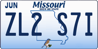 MO license plate ZL2S7I