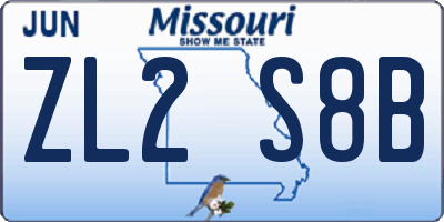 MO license plate ZL2S8B