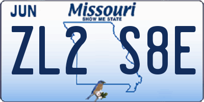 MO license plate ZL2S8E