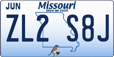 MO license plate ZL2S8J