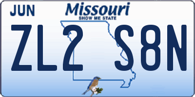 MO license plate ZL2S8N