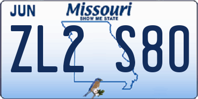 MO license plate ZL2S8O