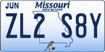 MO license plate ZL2S8Y