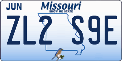 MO license plate ZL2S9E
