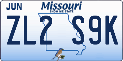 MO license plate ZL2S9K