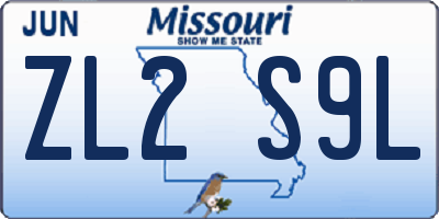 MO license plate ZL2S9L