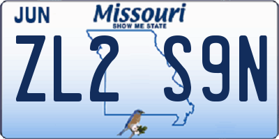 MO license plate ZL2S9N