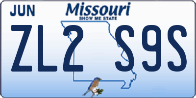 MO license plate ZL2S9S