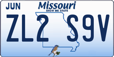 MO license plate ZL2S9V