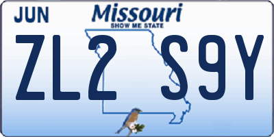 MO license plate ZL2S9Y