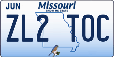 MO license plate ZL2T0C