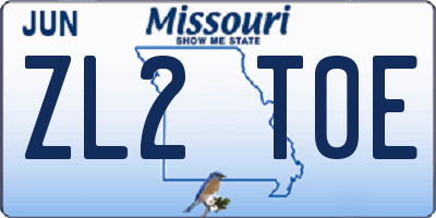 MO license plate ZL2T0E