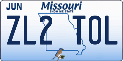 MO license plate ZL2T0L