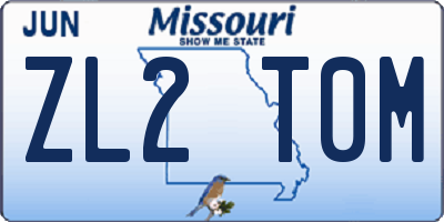 MO license plate ZL2T0M