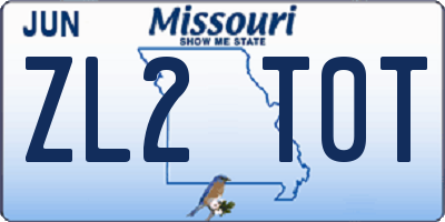 MO license plate ZL2T0T