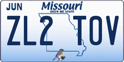 MO license plate ZL2T0V