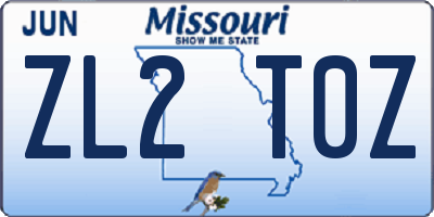 MO license plate ZL2T0Z